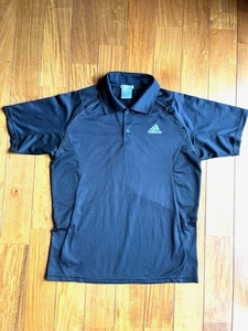 【中古】adidas／アディダス　半袖ポロシャツ　ブラック メンズ Sサイズ