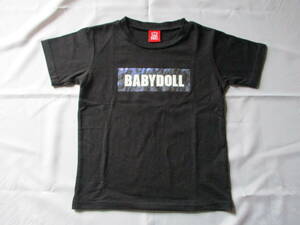 古着・BABY DOLL ベビードール・箔プリント半袖Tシャツ・ブラック（サイズ120）