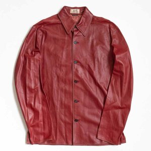 【高級品】 HERMES 【LAMBS SKIN LEATHER SHIRTS JACKET】39 15 1/2 オールド ラムレザー シャツ ジャケット エルメス 2401168