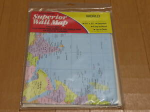 未開封・未使用　世界地図　昔 アメリカ 合衆国 で購入　アメリカが中央　壁用　ポスター 大　英語 表記　ソビエト があった時代