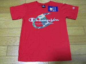 ラスト1着新品激安899円 送料185円140サイズ champion チャンピオン Tシャツ レッド 赤 迷彩 大きなロゴ模様 カッコイイ袖シシュウ