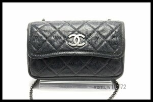 近年モデル希少美中古■CHANEL 20番台 マトラッセ SV金具 レザー チェーンショルダーバッグ ポーチ シャネル■0418hd22052