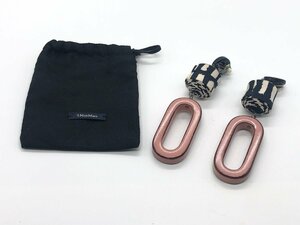 ■【YS-1】マックスマーラ Max Mara ■ ビーズ イヤリング ■ 布ビーズ モノクロ × ピンク系 【同梱可能商品】K■