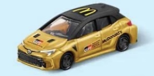 マクドナルド ハッピーセット トミカ 日野はしご付消防車1点＋トヨタ GRカローラ マクドナルド仕様 ゴールド3点 計4点 オマケシール菓子付