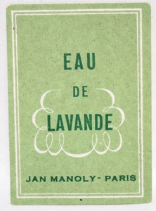 フランスアンティーク香水ラベル　EAU DE LAVANDE　JAN MANOLY-PARIS　１９３０年