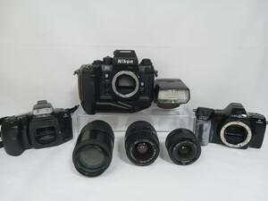 ジャンク Nikon F4 ボディ+ Minoltaフィルムカメラレンズストロボセット 計7台 動作未確認 同梱不可 千J36