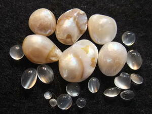 自然色マベブリック型淡水真珠 pearl ナチュラル&moonstoneムーンストーンカボッションセット☆　7　まとめて色々たくさん同梱可能 524-2