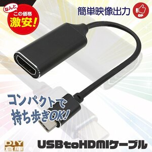 【クリックポスト送料無料】 USB Type C （Black）to HDMI 変換アダプタ USB-C HDMI 変換ケーブル ビデオ対応 設定不要