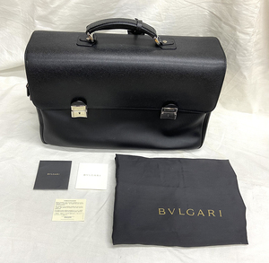 【BVLGARI】ブルガリ ビジネスバッグ ミレリゲ　メンズ ブリーフケース 書類かばん　レザー×PVC　ブラック　20230613