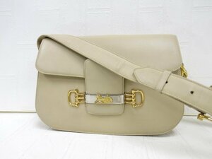 ◆美品◆CELINE セリーヌ◆馬車金具◆カーフ レザー 本革◆ワン ショルダー バッグ◆ベージュ ゴールド金具◆ヴィンテージ◆肩掛け◆A4900