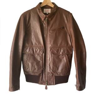 The DUFFER of St.GEORGE ザ ダファー オブ セントジョージ A-2 TYPE LEATHER JACKET 茶 L カウレザージャケットフライトジャケット 送無料