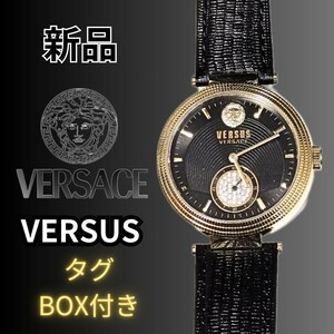 新品 VERSUS VERSACE メンズ・レディース兼用 腕時計 かっこいい 38mm 3針 クリスタル 箱付 クォーツ ヴェルサス ヴェルサーチ