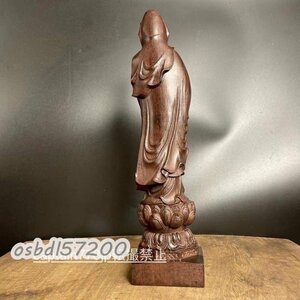 人気★観音菩薩 観音像 置物 木彫り 仏像 彫刻 高さ 48cm