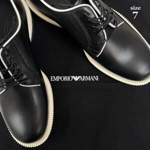 【新品未使用】 EMPORIO ARMANI NERO + BIANCO プレーントゥ サイズ7 メンズ 靴 エンポリオアルマーニ 
