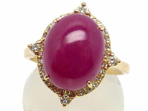 ビルマ産非加熱ルビー ダイヤモンドリング K18 5.9g 13号 AIGS鑑別書付き　Jewelry Burma NoHeat Ruby9.10ct Dia0.23ct Ring　