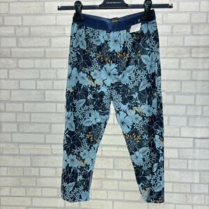 新品 日本製 ASAMERRY パンツ 部屋着 ルームウェア M 綿100% ウエストゴム メンズ 青 ブル 花柄