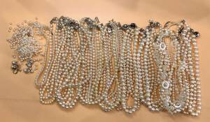 P05-0011 【おまとめ☆35本】天然パールネックレス 総重量 約 1167g ( アコヤ真珠 ロング bracelet necklace earring K18 SILVER )