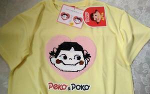 感謝祭☆子供服☆PEKO ☆可愛い！ペコちゃんポコちゃんリバーシブルハート型スパンコールの黄色半袖Tシャツです(o^―^o)サイズ120☆