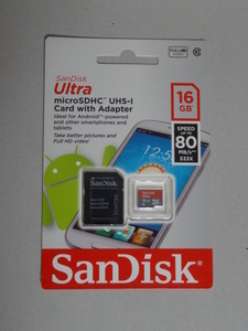 新品　SanDisk Ultra 16GB Ultra Micro SDHCカード UHS-I/Class 10 Card with Adapter (SDSQUNC-016G-GN6MA)　アダプタ付き