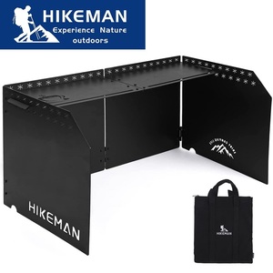 HIKEMAN 棚付きテーブルウィンドスクリーン 防風板 ４枚プレート 焚き火 ブラック アイボリー 収納袋付き 2色から選択