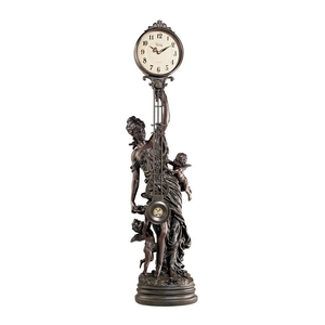 アンティーク・ブロンズ風 グランドスケール フローラ(女神)彫刻 振り子時計 彫像置物/ 貴賓室(輸入品)
