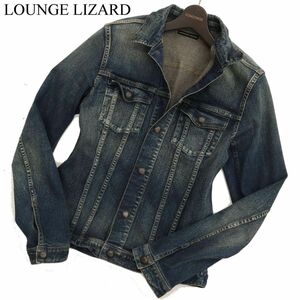 LOUNGE LIZARD ラウンジリザード 通年 ヴィンテージ加工★ ストレッチ スリム デニム ジャケット Gジャン Sz.2　メンズ　C3T11832_C#O