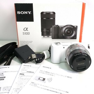 【動作品】アルプスカメラ SONY ソニー α5100 ILCE-5100 ミラーレス一眼カメラ ホワイト レンズ付 N0430