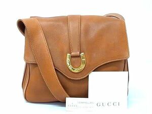 1円 GUCCI オールドグッチ ヴィンテージ 001 2113 1601 レザー クロスボディ ショルダーバッグ 斜め掛け レディース ブラウン系 AZ1855