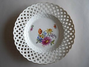 古マイセン　花柄飾り皿　マルコリーニ期　Early Meissen Pierced Floral Plate　一級品　美品