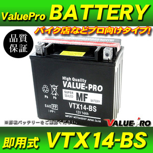 新品 即用式バッテリー VTX14-BS 互換 YTX14-BS / スカイウェイブ650 イントルーダー SV1000S GSX-R1100 GSX1400 GSX1100G バルカン800