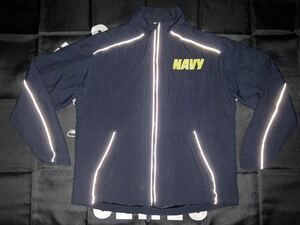 中古美品　MADE IN USA US NAVY RUNNING JACKET JUSTICE APPAREL製　MEDIUM REGULAR NAVY SPE1C1-16-D-1034