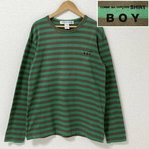 COMME des GARCONS SHIRT BOY ロゴ ボーダー 長袖 カットソー Mサイズ コムデギャルソンシャツ ボーイ ロンT Tシャツ archive 3120309