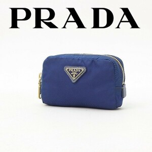 ◆PRADA プラダ 1N0339 ナイロン ミニ ポーチ 紺 ネイビー