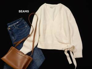 ビーミング ビームス B:MING BEAMS 大人可愛い☆ カシュクール風 裾リボン ニットプルオーバー セーター ONE 