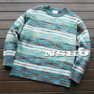 3349【L】国内未発売 BETM 完売 デザイナーズ WOOL混 高級 民族ネイティブ 春秋冬 ニット セーター 軽量