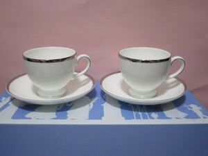 新品　WEDGWOOD／ウェッジウッド　 Sterling／スターリング　ペアカップ＆ソーサー（リー）