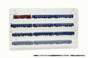 鉄道模型HOゲージ用組立式壁掛けディスプレイケースLタイプ 4段x奥行70mm HOゲージ12両展示可能 アルティメットUV　W880xD75xH550