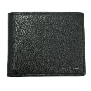 エトロ 財布 メンズ ETRO 二つ折り札入れ レザー ブラック 内側マルチカラー 1F557 2443 0001