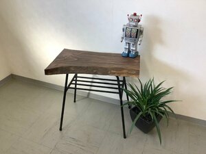 【リメイク品】サイドテーブル 一枚板 無垢材 コンソール フラワースタンド 花台 テーブル インダストリアルインテリア ヴィンテージ