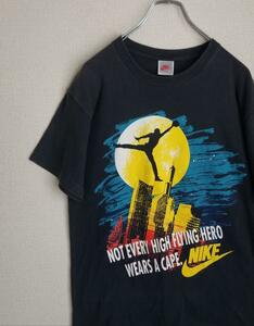 90S　NIKE マイケルジョーダン ヴィンテージ　jordan NOT EVERY HIGH FLYING HERO WEARS A CAPE TEE SHIRT SINGLE STITCH Tシャツ Mサイズ
