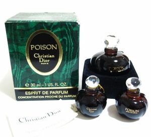 未使用Christian DiorクリスチャンディオールPOISONプワゾン 香水エスプリ ドゥ パルファン30ml とミニボトル２本(USED) 定価3万円以上の物