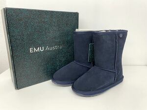 未使用■emu エミュー キッズ ムートンブーツ 20cm ネイビー K10102