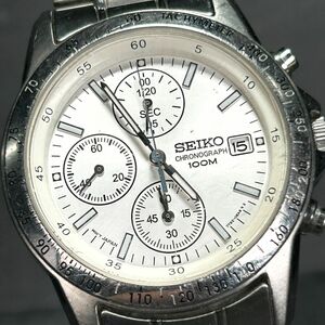 SEIKO セイコー クロノグラフ SND363PC 腕時計 クオーツ アナログ カレンダー ステンレススチール ホワイト文字盤 メンズ 新品電池交換済み