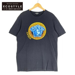 Versace ヴェルサーチ A88653 MEDUSA AMPLIFIED EMBROIDERED メデューサ Tシャツ トップス XL ブラック メンズ