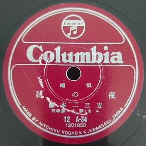 【SP盤レコード】Columbia/端唄 秋の夜/縁かいな 藤本二三吉 三味線・小靜・はな子/SPレコード