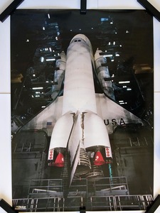 スペースシャトルポスター 発射台 夜間 あおり構図■ビクターレコード■当時物■Space Shuttle poster