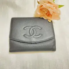 CHANEL シャネル　財布　ブラック キャビアスキン