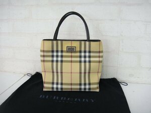 1円～ 本物保証 BURBERRY バーバリー ミニトートバッグ ハンドバッグ PVC×レザー チェック