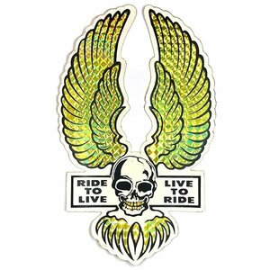 ライド・トゥ リブ リブ・トゥ・ライド スカル ホログラム加工 デカール RIDE TO LIVE LIVE TO RIDE Skull Vintage Decal ステッカー