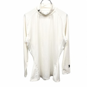 UNDER ARMOUR Tシャツ プラクティスシャツ 脇の生地がメッシュ モックネック 長袖 ポリエステル×ポリウレタン M オフホワイト メンズ